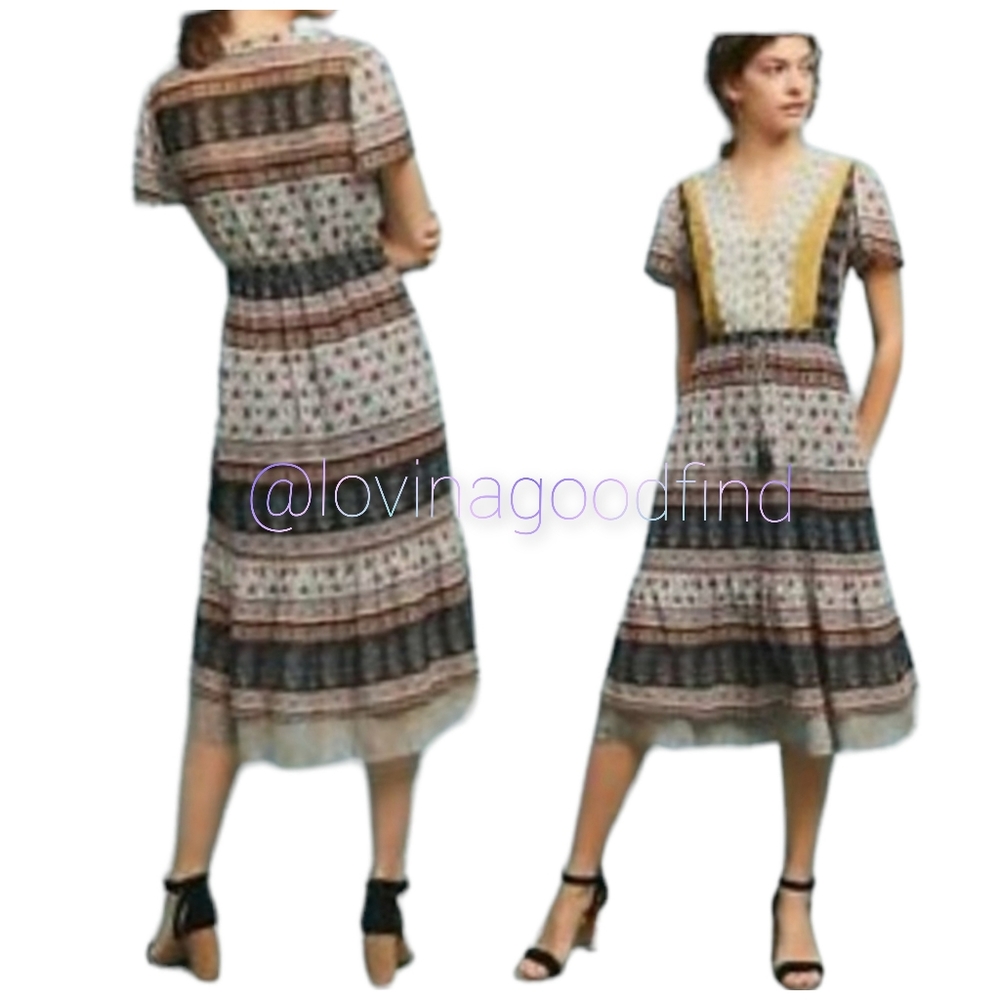 ANTHROPOLOGIE One September Provencal Midi Dress EUC sz S